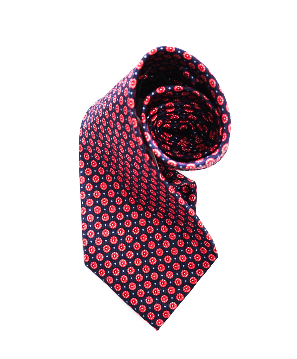 FORSYTH OF CANADA - Printed Silk Navy/Red Silk - 3.75" Tie