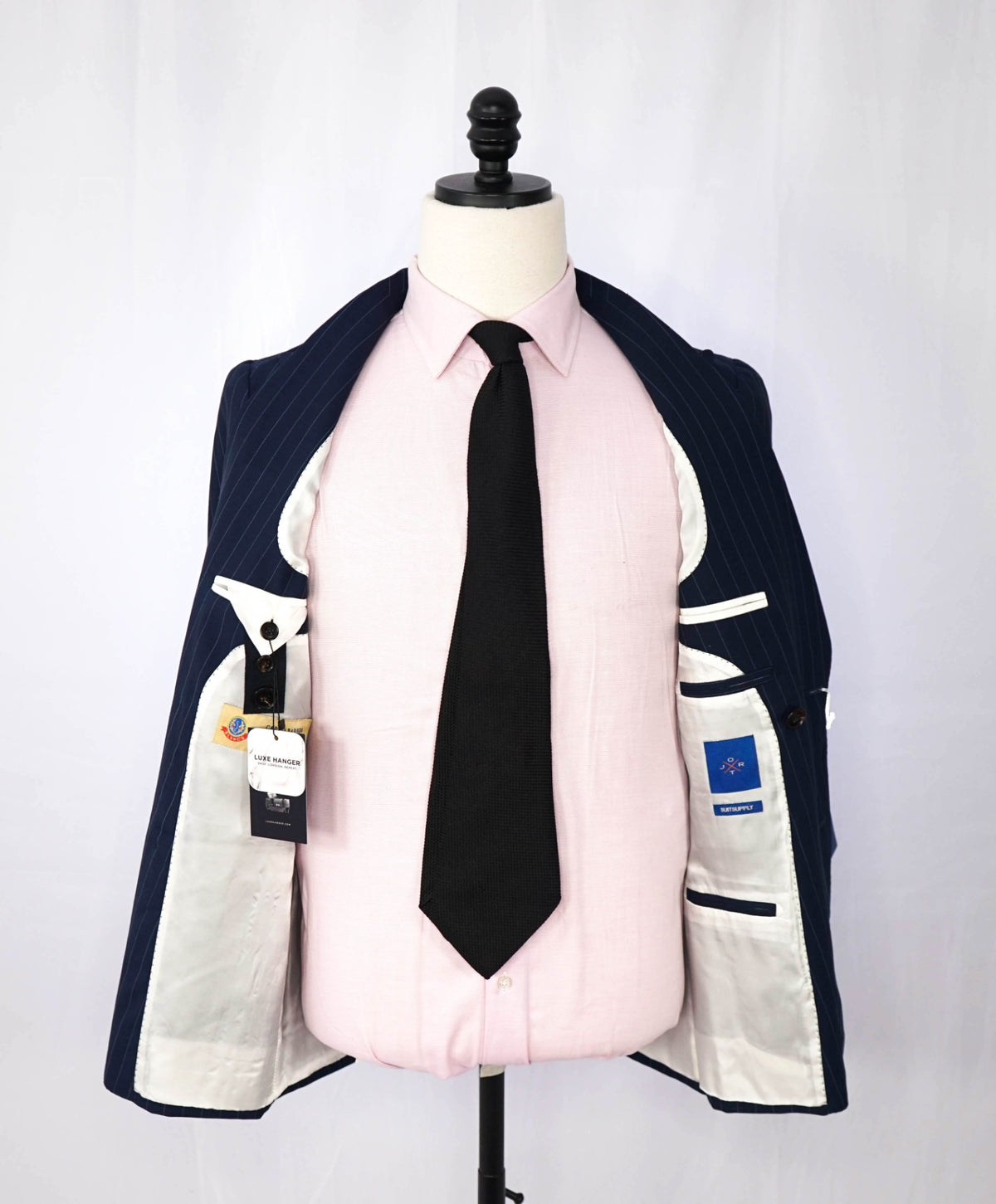$1,199 SUITSUPPLY - Navy Pinstripe Wool Double Breasted Suit - 32R US