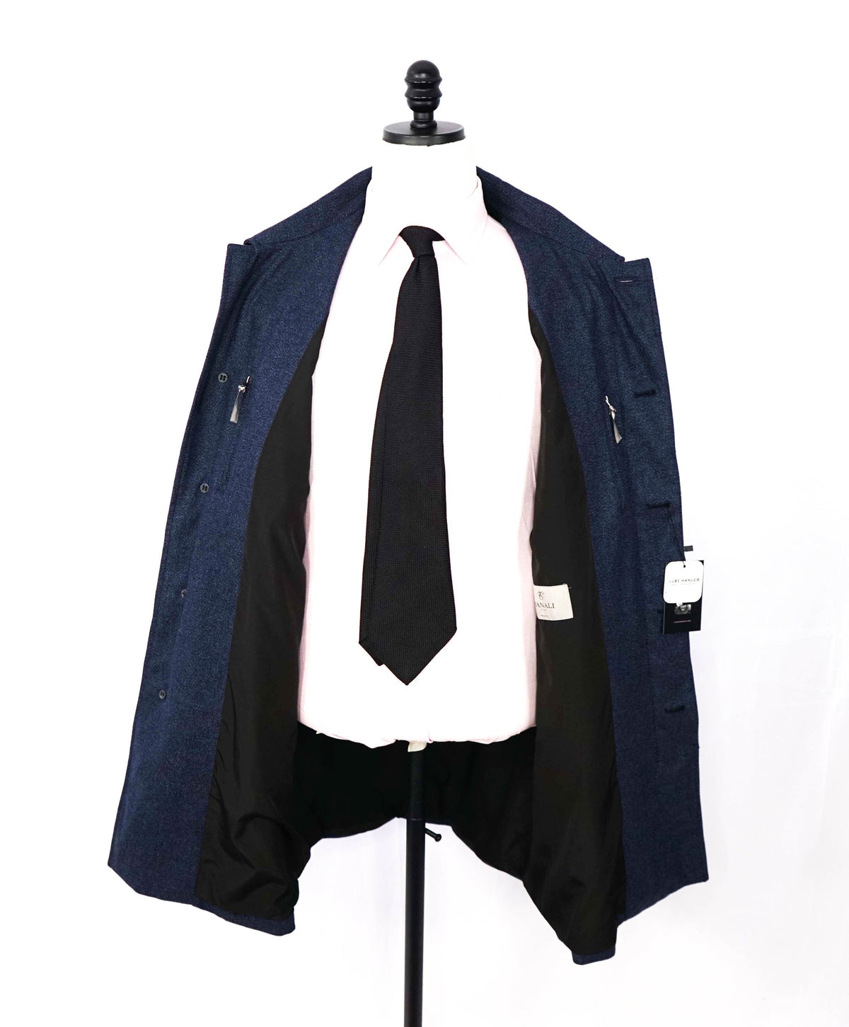 $2,720 CANALI - Navy Blue Cashmere Coat - 44R