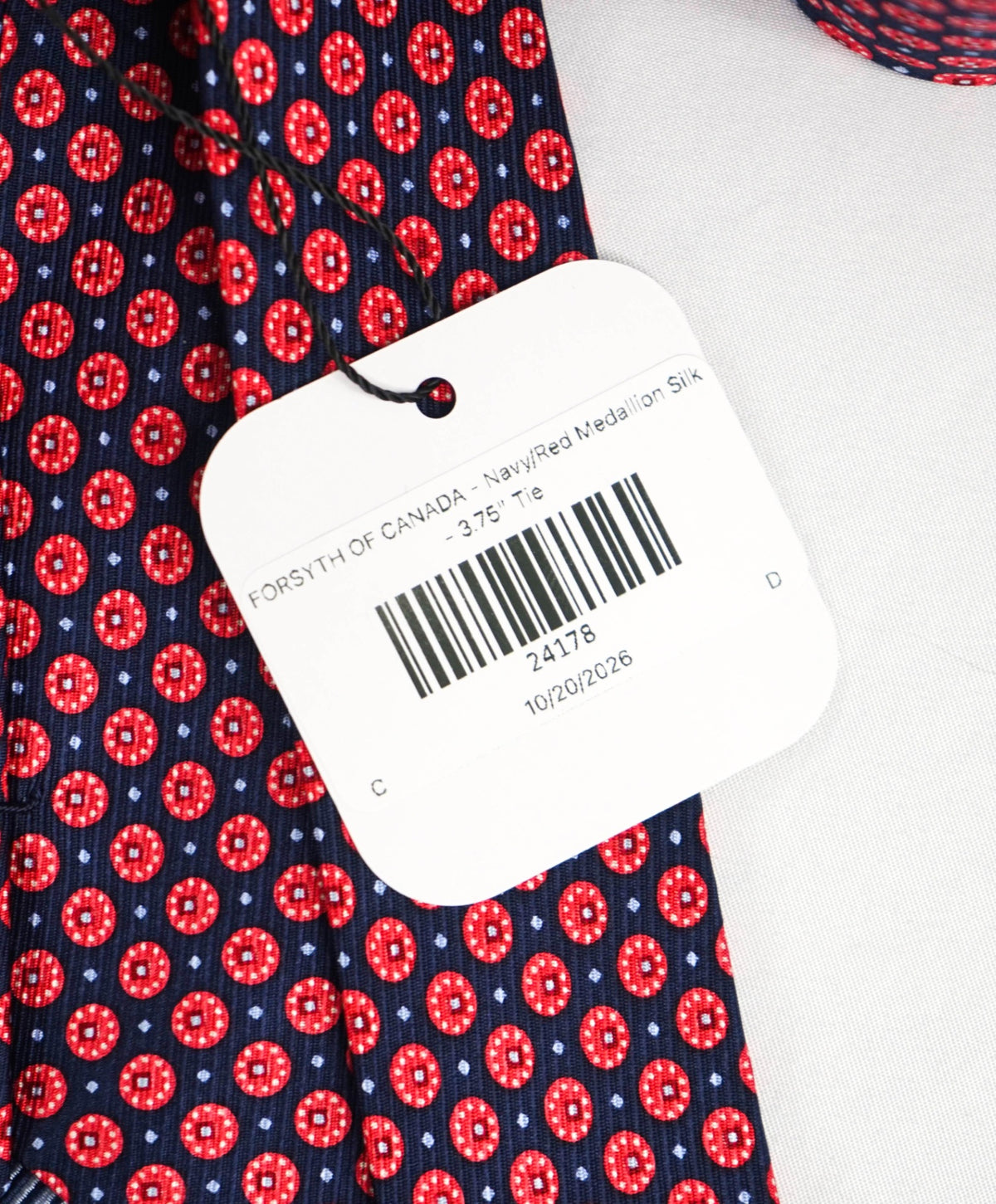 FORSYTH OF CANADA - Printed Silk Navy/Red Silk - 3.75" Tie