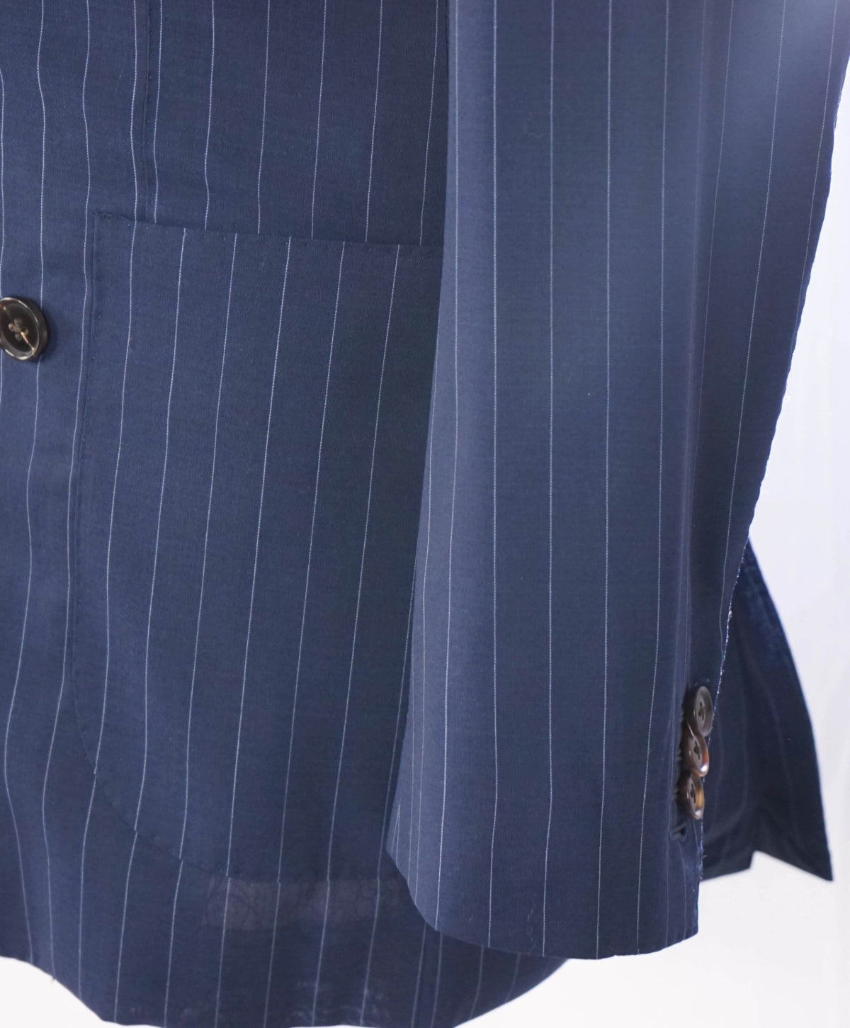 $1,199 SUITSUPPLY - Navy Pinstripe Wool Double Breasted Suit - 32R US