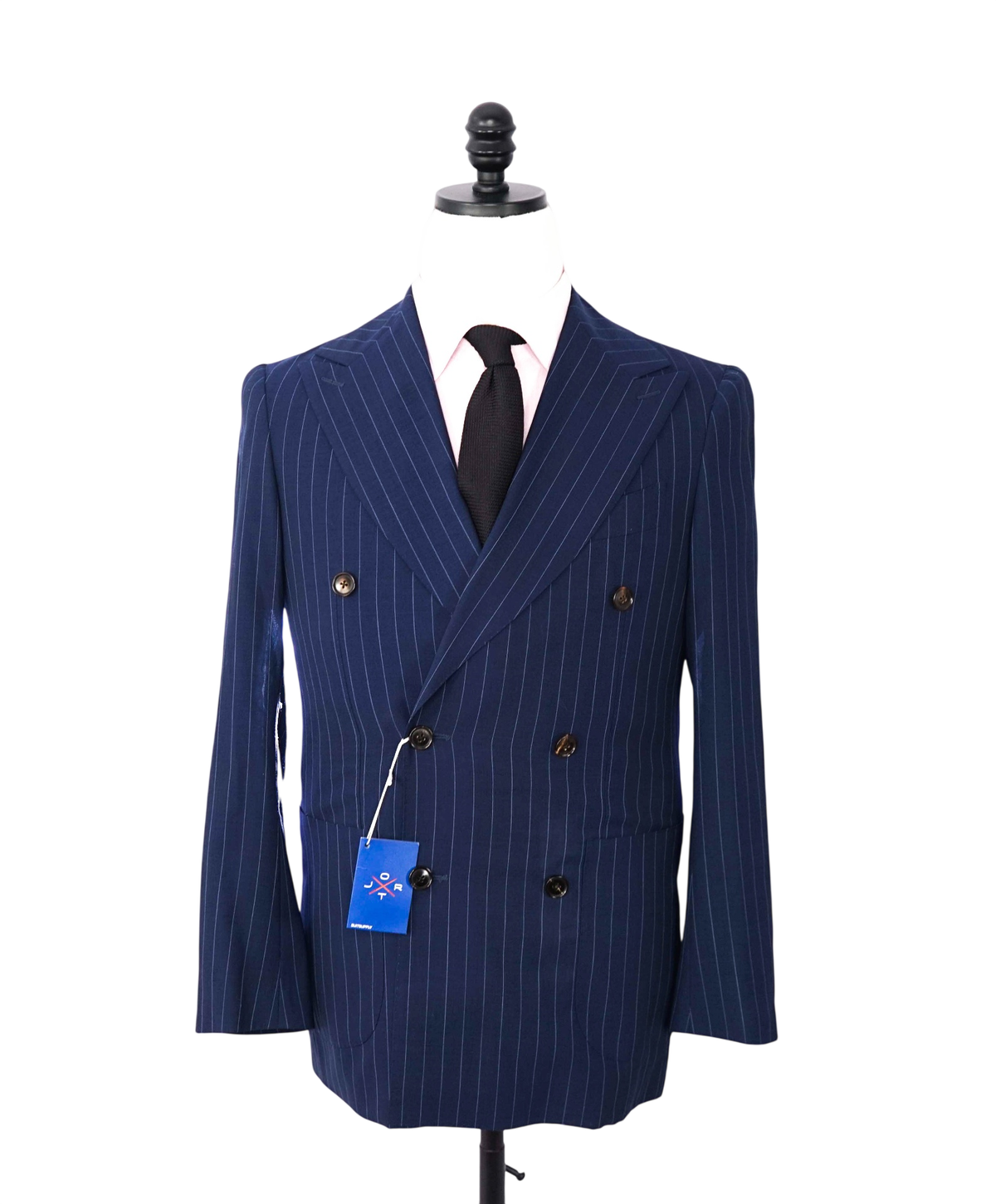 $1,199 SUITSUPPLY - Navy Pinstripe Wool Double Breasted Suit - 32R US