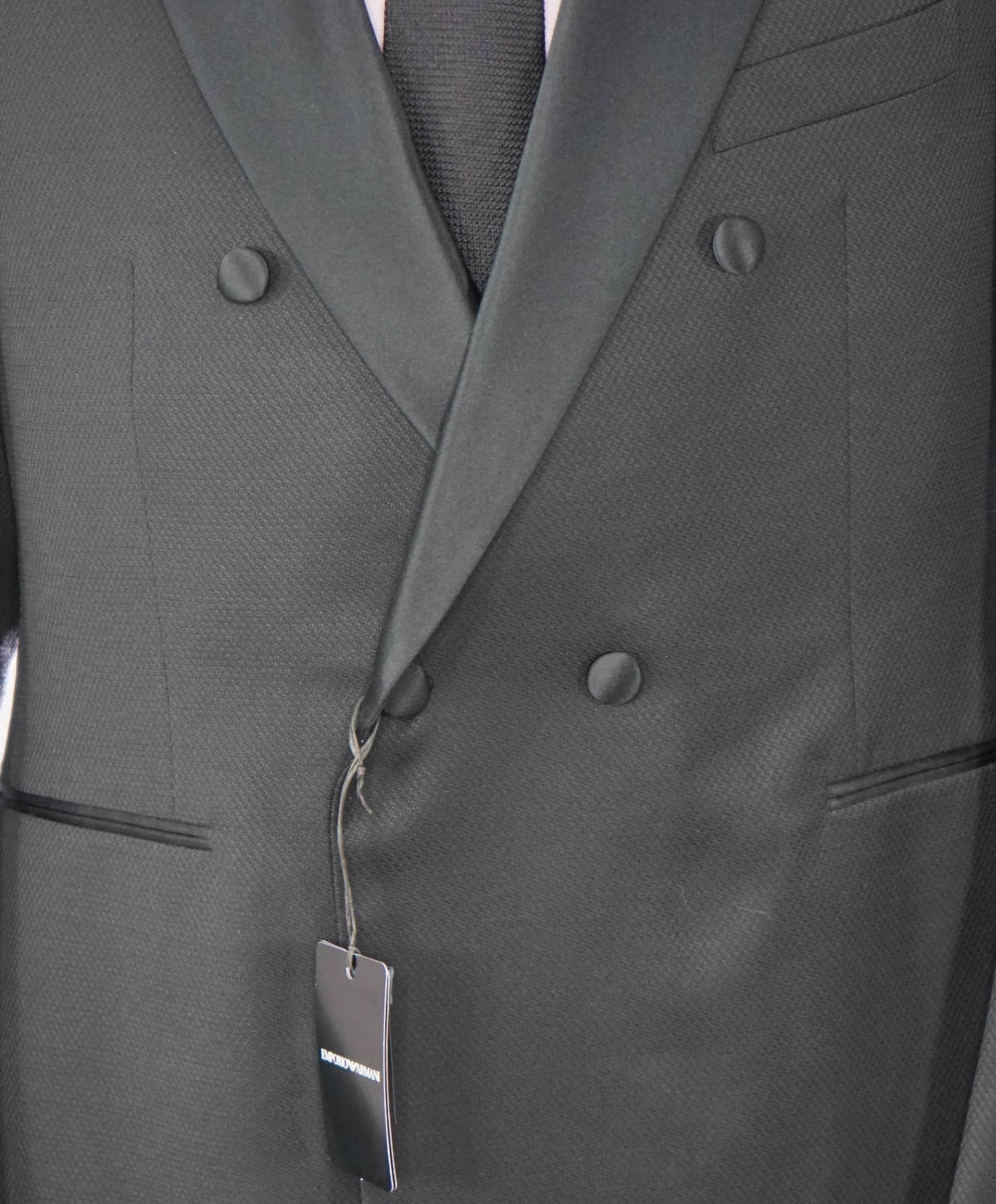 $2,495 EMPORIO ARMANI - Black Double Breasted Tuxedo - 44R