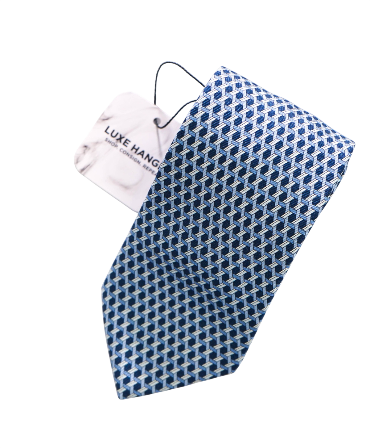 $395 BRIONI - Blue Geometric Silk - 3" Tie