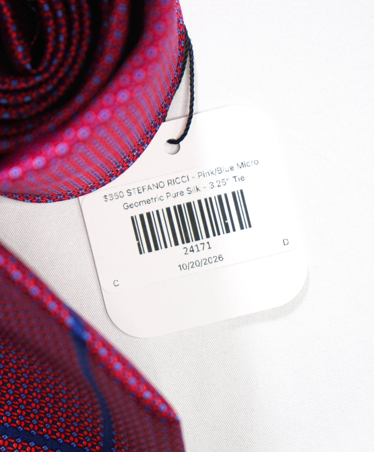 $350 STEFANO RICCI - Pink/Blue Micro Geometric Pure Silk - 3.25" Tie
