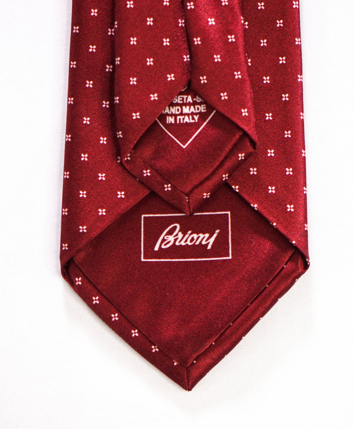 $395 BRIONI - Red Micro Geometric Silk - 3" Tie
