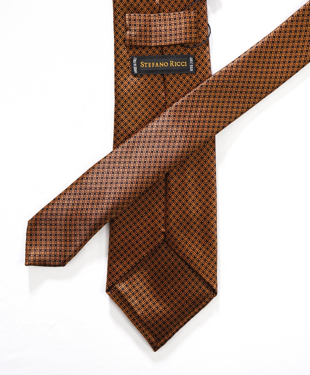 $350 STEFANO RICCI - Brown/Black Micro Geometric Pure Silk - 3.5" Tie