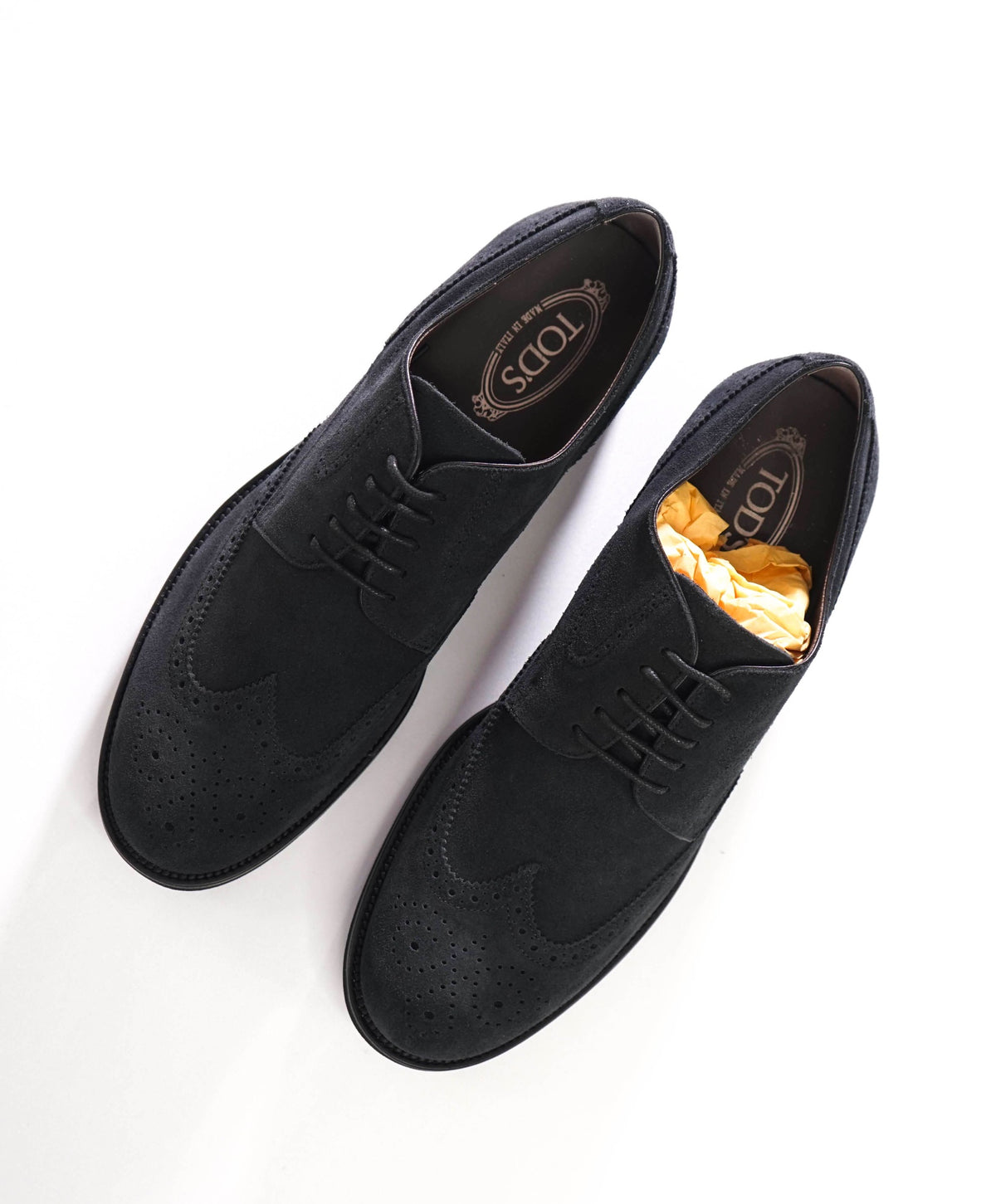 $925 TOD'S - Navy Blue Suede Wingtip Derby - US 12 (11UK)