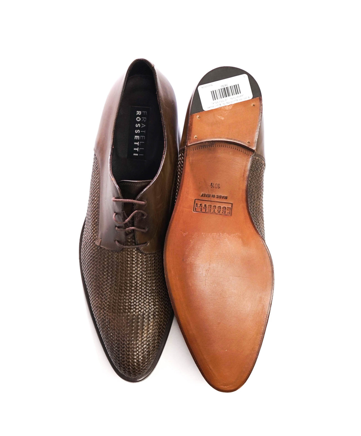 $1,110 FRATELLI ROSSETTI - Brown Woven Leather Derby - US 11.5 (10.5UK)