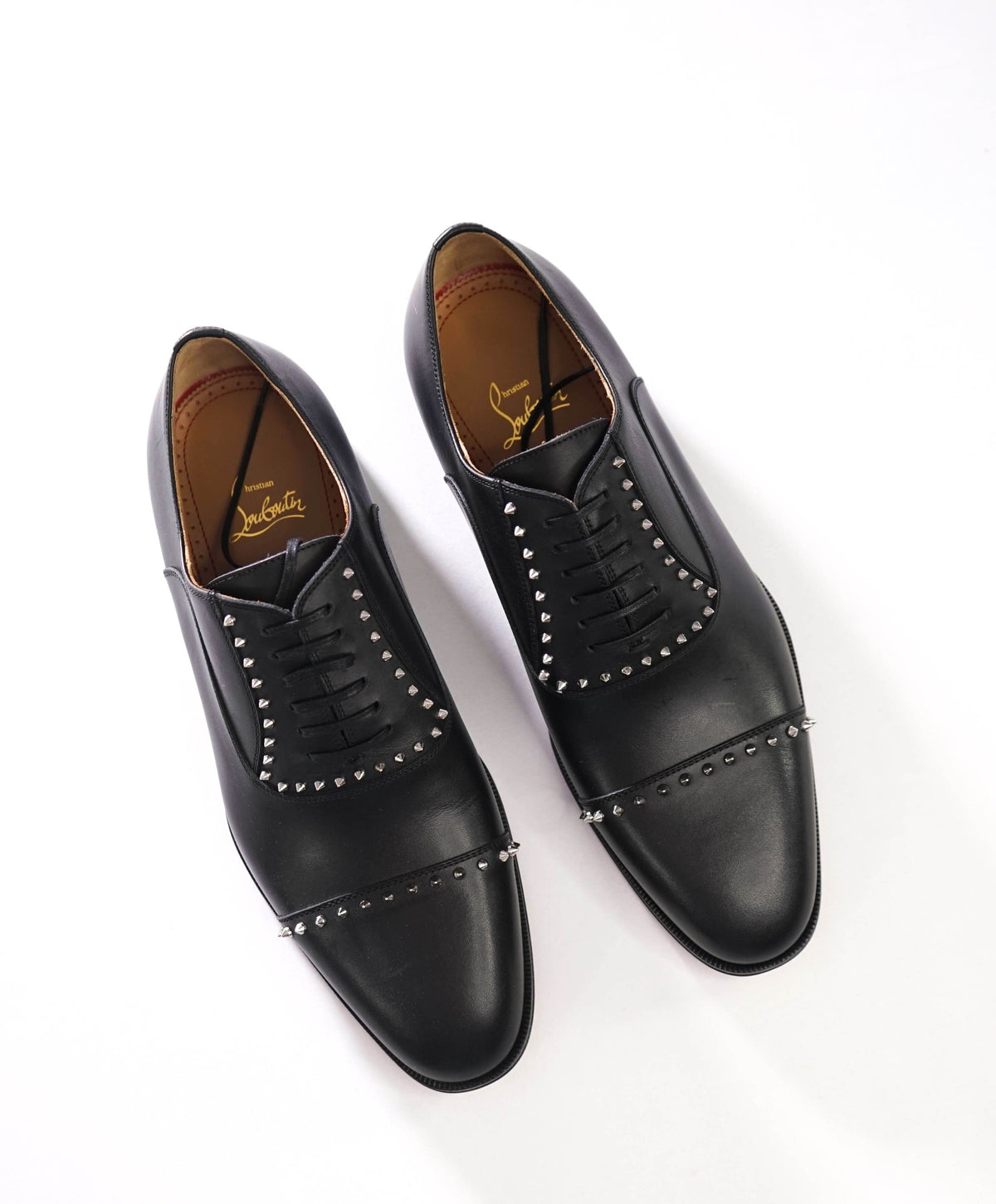 $1,200 CHRISTIAN LOUBOUTIN - *CLOOCLOO* Black Leather Spike Oxford - US 9 (42EU)