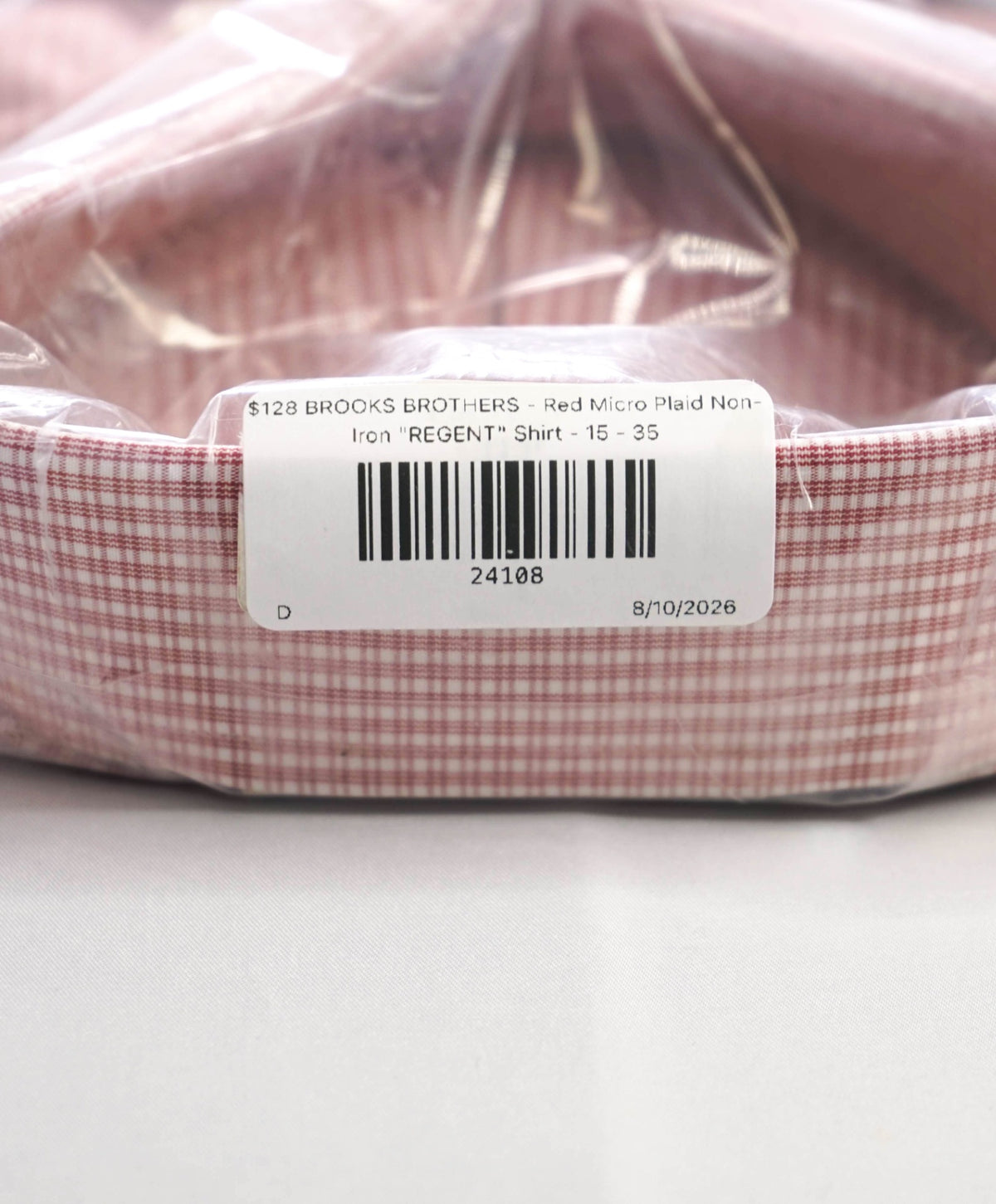 $128 BROOKS BROTHERS - Red Micro Plaid Non-Iron "REGENT" Shirt - 15 - 35