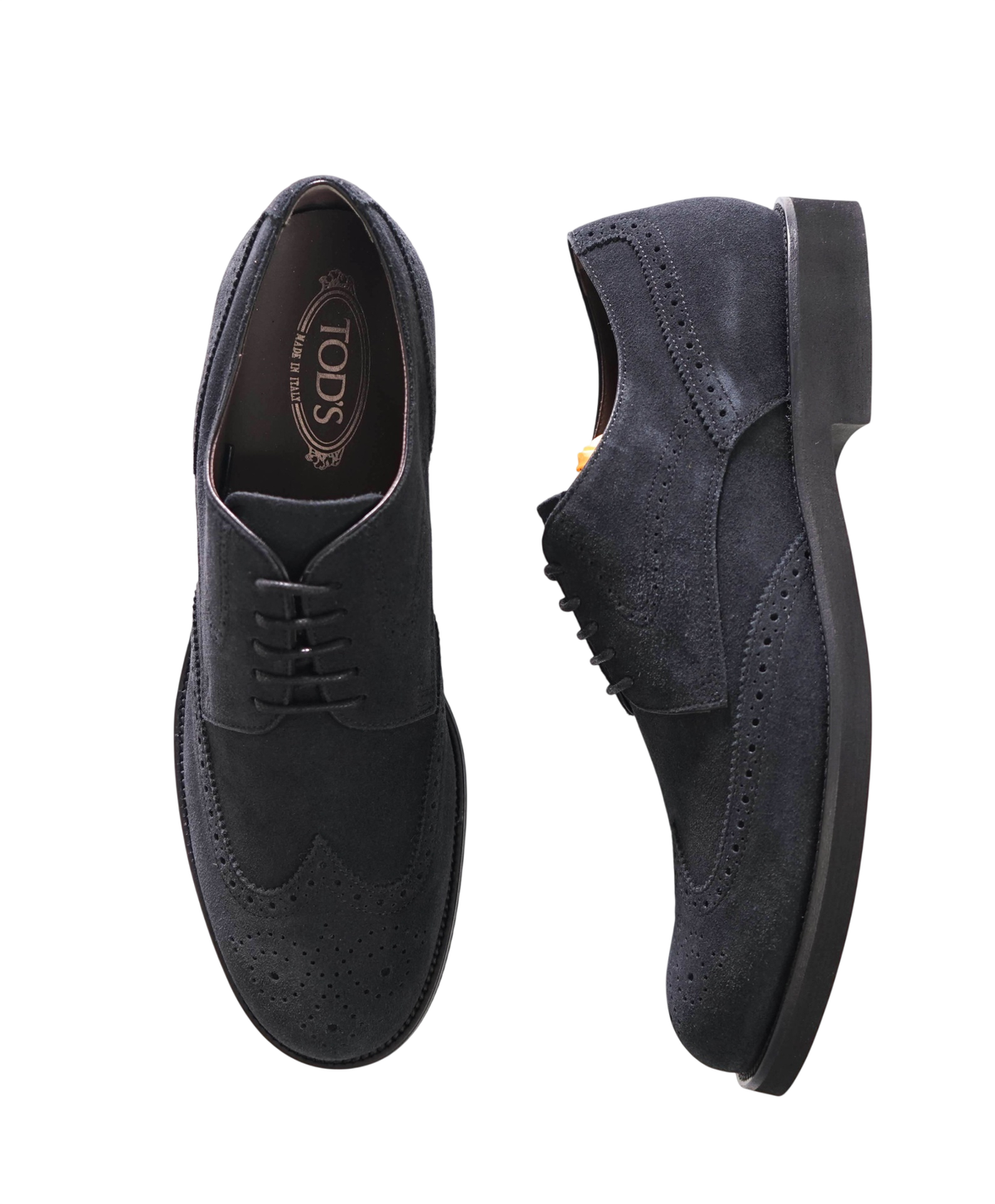 $925 TOD'S - Navy Blue Suede Wingtip Derby - US 12 (11UK)