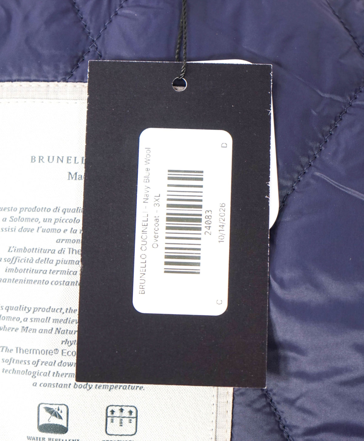 $7,995 BRUNELLO CUCINELLI - Navy Blue Wool Overcoat - 3XL