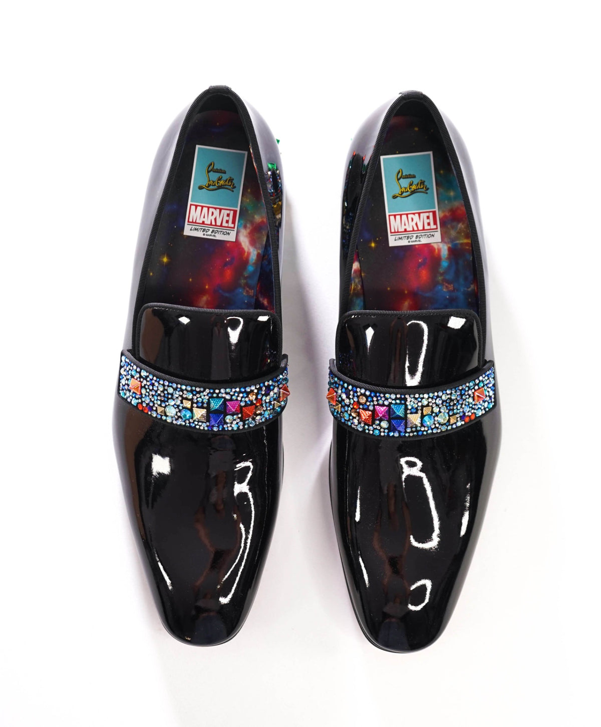 $2,295 CHRISTIAN LOUBOUTIN - *MARVEL LIMITED* Black Patent Leather Loafers - 13.5 (46.5EU)
