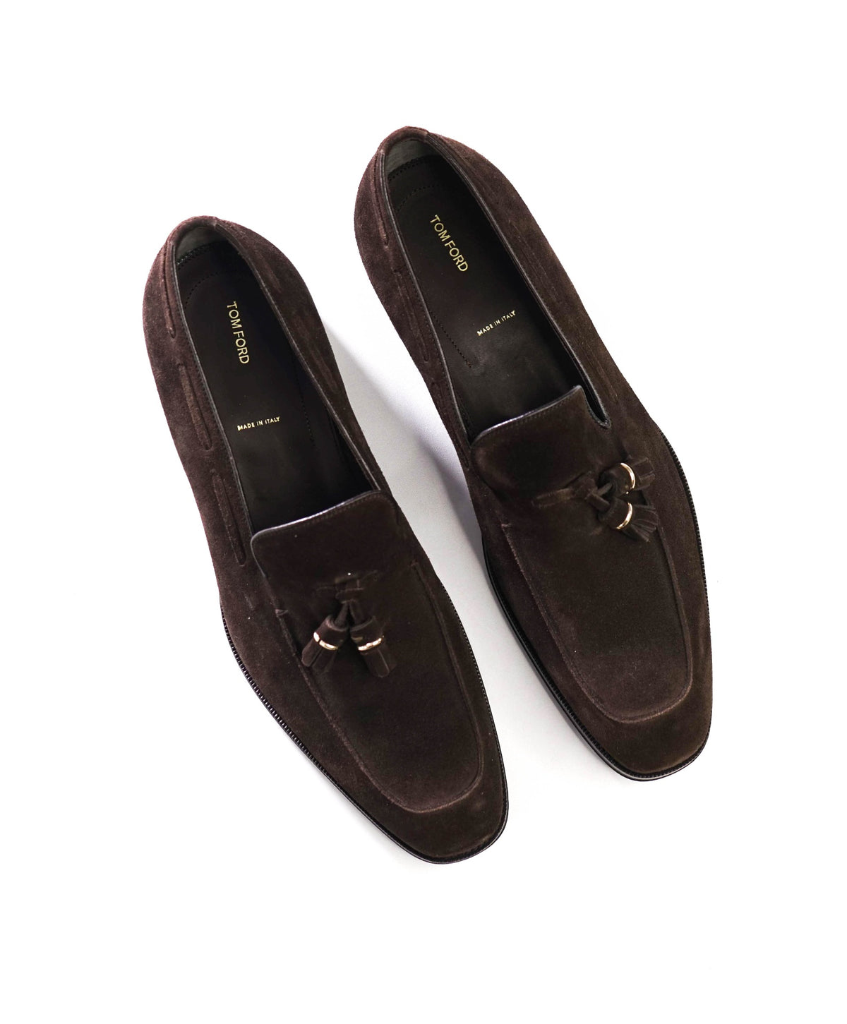 $2,323 TOM FORD - Brown Suede Tassel Loafers - US 11 (10.5 TF)