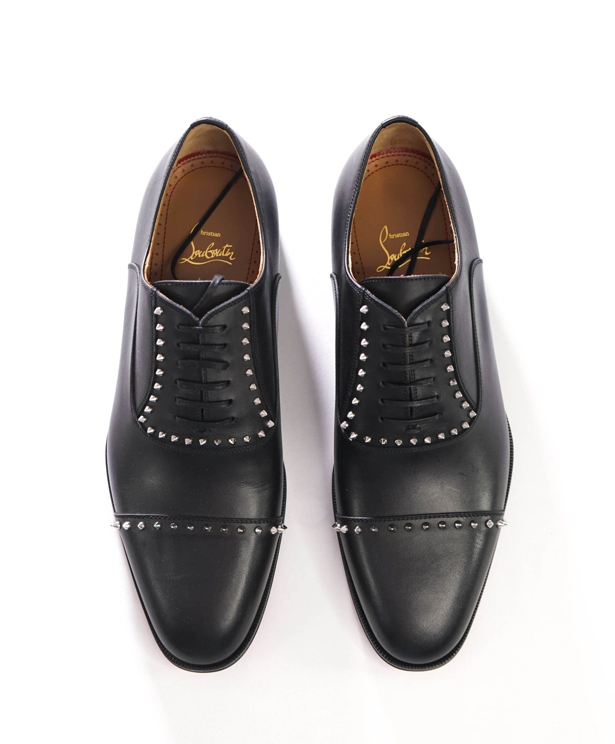 $1,200 CHRISTIAN LOUBOUTIN - *CLOOCLOO* Black Leather Spike Oxford - US 9 (42EU)