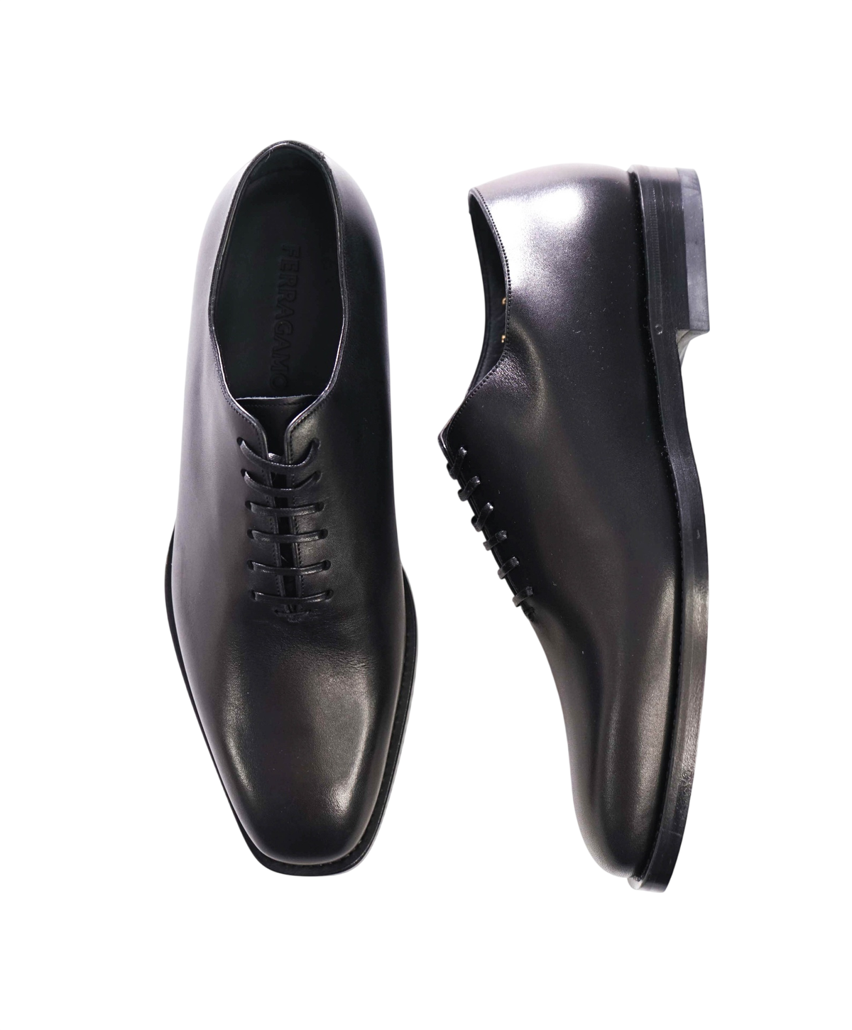 $1,090 FERRAGAMO - Black Leather "GEOFFREY" Oxfords - 7 D