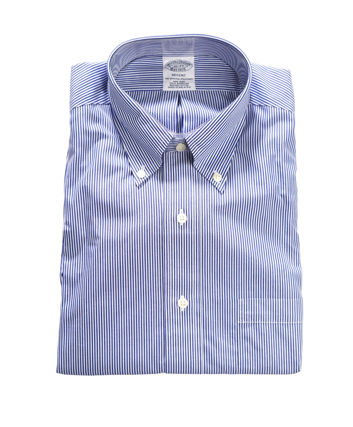 $128 BROOKS BROTHERS - Blue Stripe Non-Iron "REGENT" Shirt - 15 - 33