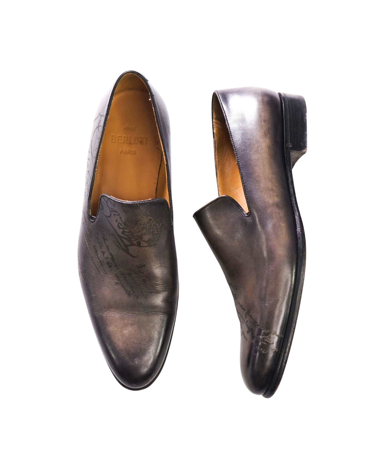 $2,690 BERLUTI - Marble Patina SCRITTO Leather Loafers - 9US (8UK)
