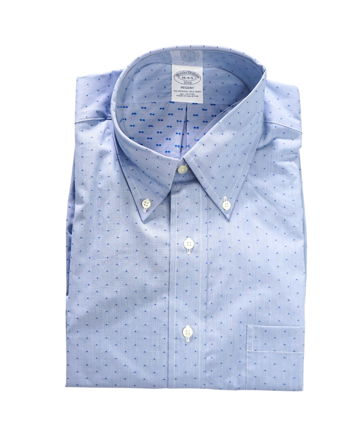$128 BROOKS BROTHERS - Blue Micro Non-Iron "REGENT" Shirt - 16 - 34/35