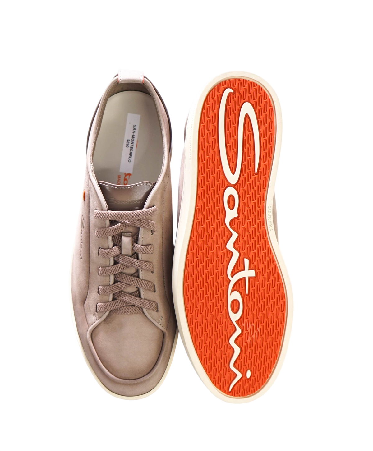 $890 SANTONI - Gray Suede/Leather Sneakers - US 8.5 (7.5UK)