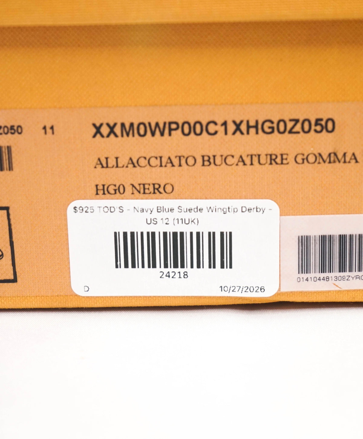 $925 TOD'S - Navy Blue Suede Wingtip Derby - US 12 (11UK)