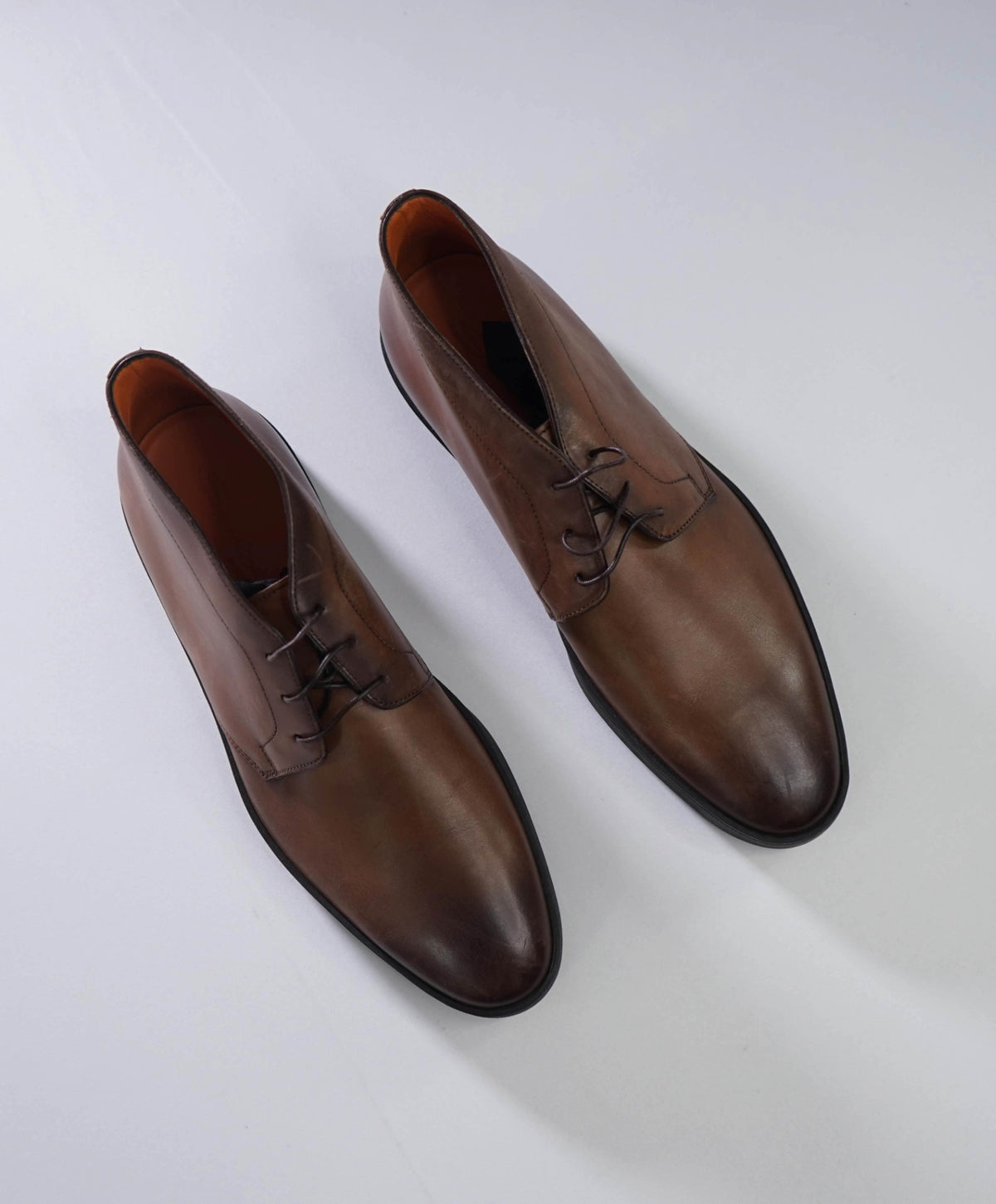 $780 SANTONI - Brown Leather Chukka - US 11 (10UK)