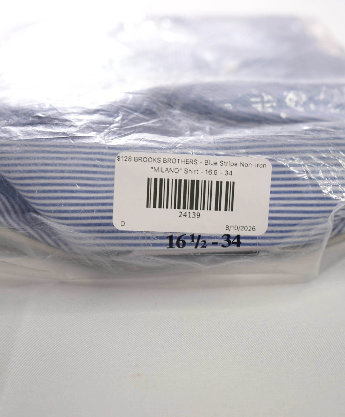 $128 BROOKS BROTHERS - Blue Stripe Non-Iron "MILANO" Shirt - 16.5 - 34
