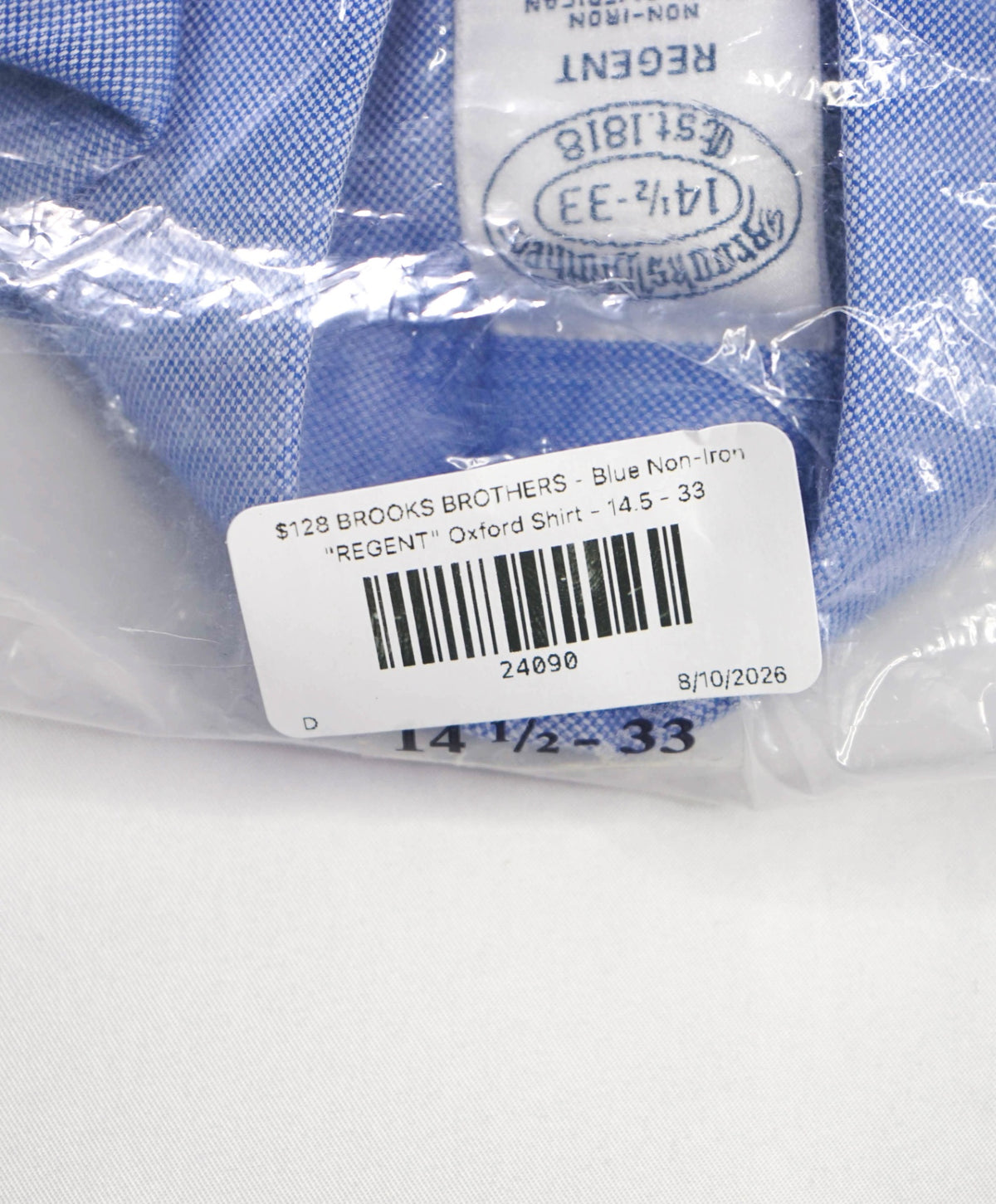 $128 BROOKS BROTHERS - Blue Non-Iron "REGENT" Oxford Shirt - 14.5 - 33