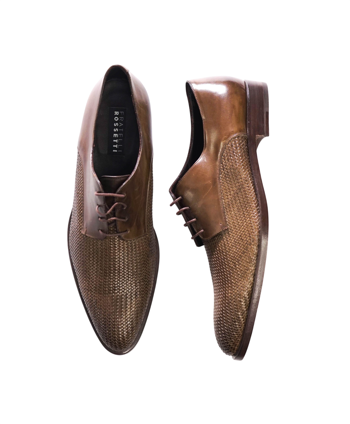 $1,110 FRATELLI ROSSETTI - Brown Woven Leather Derby - US 11.5 (10.5UK)