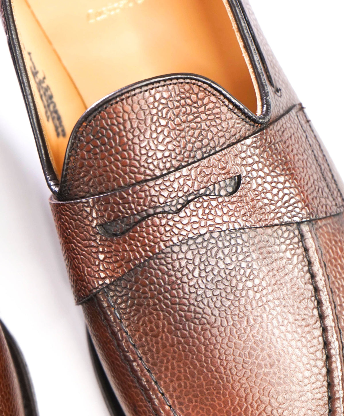 $920 CHURCH'S - Brown Pebble Leather Loafers - US 13 (12UK)