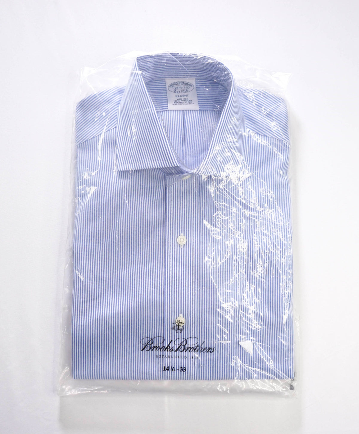 $128 BROOKS BROTHERS - Blue Stripe Non-Iron "REGENT" Shirt - 14.5 - 33