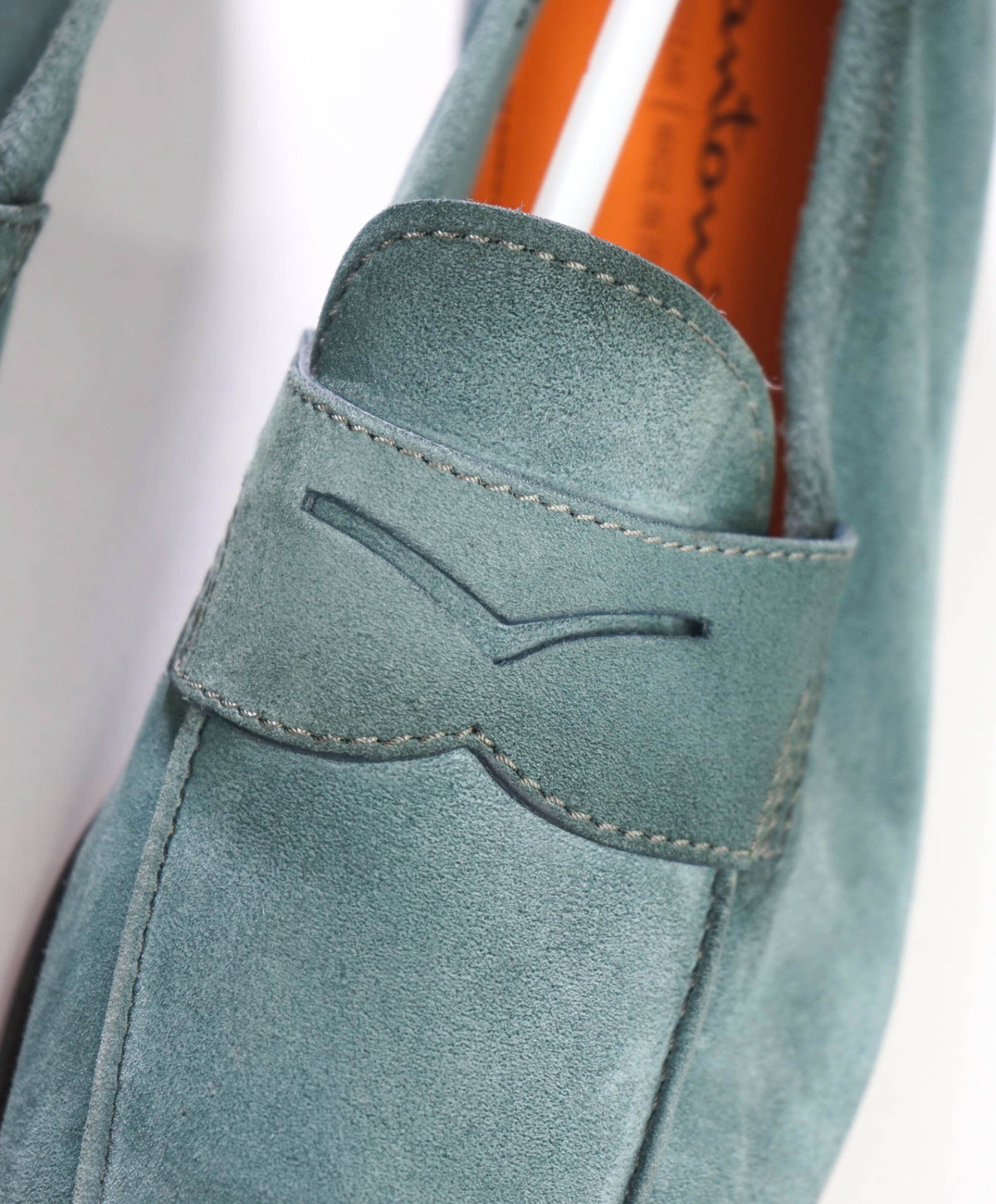 $1,040 SANTONI - GOODYEAR Cyan Blue Suede Loafers - US 9.5 (UK8.5)