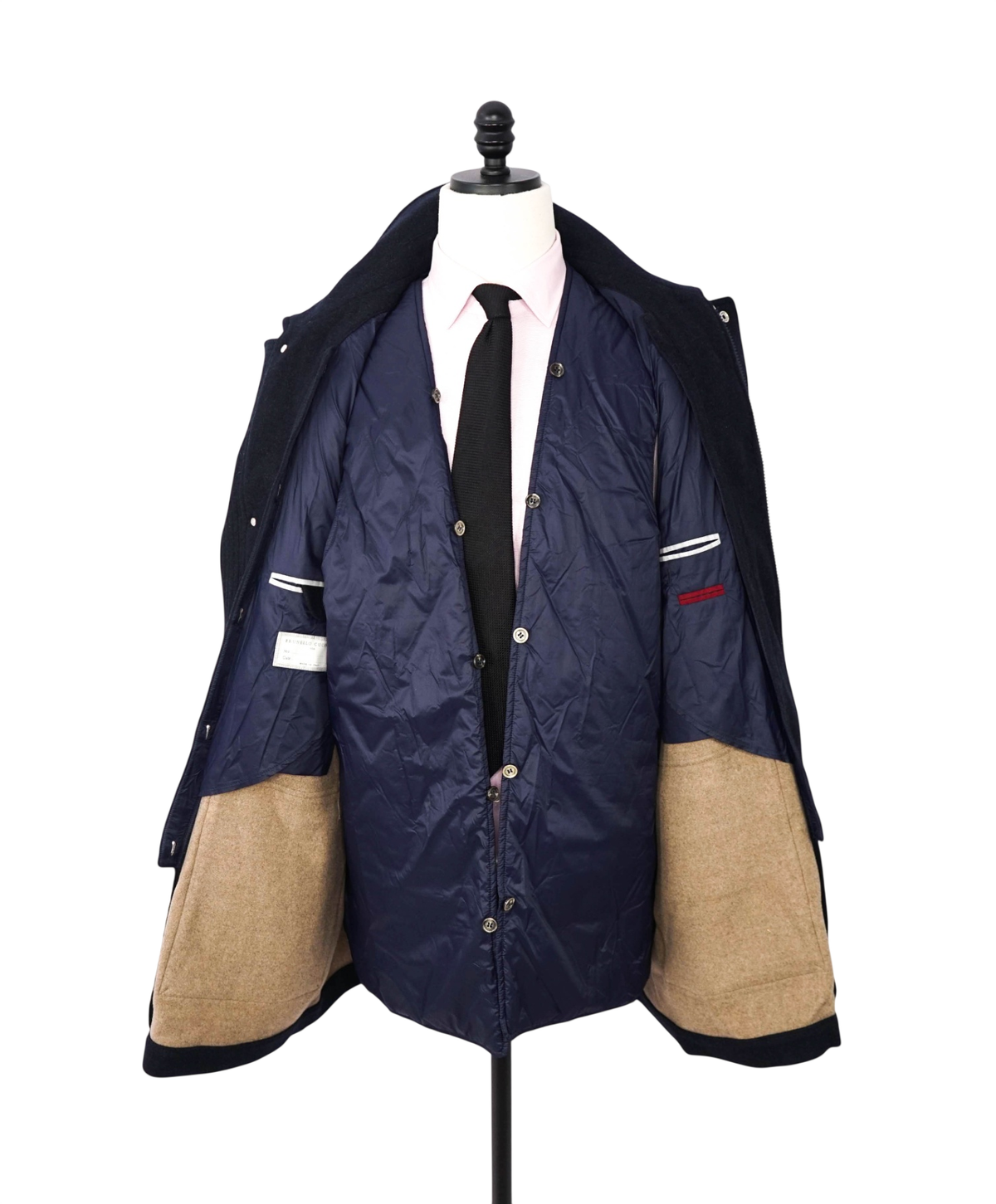 $7,995 BRUNELLO CUCINELLI - Navy Blue Wool Overcoat - 3XL