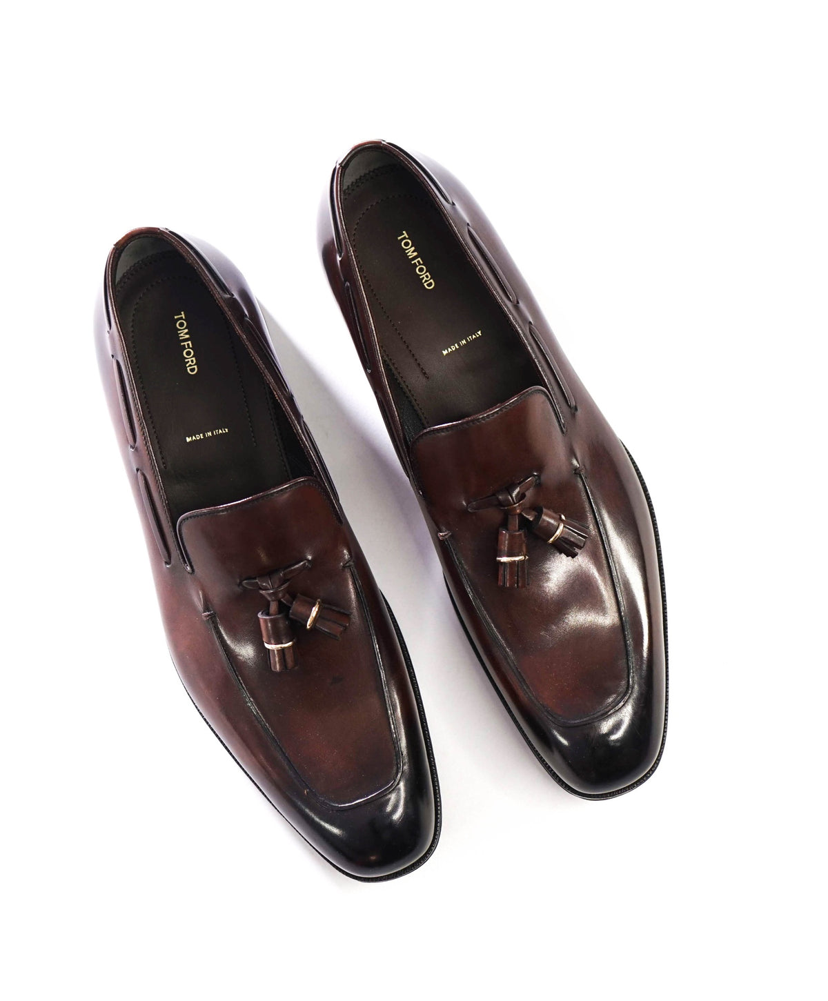 $2,323 TOM FORD - Brown Leather Tassel Loafers - US 11 (10.5 TF)