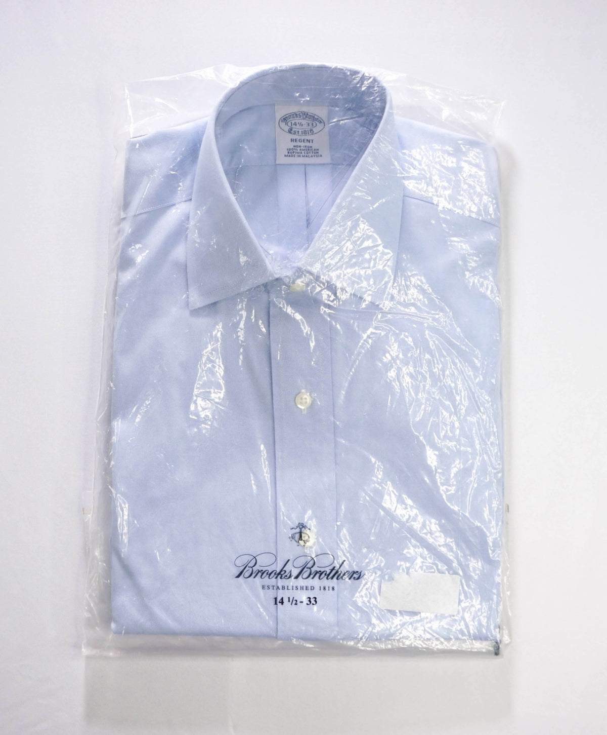 $128 BROOKS BROTHERS - Blue Non-Iron "REGENT" Shirt - 14.5 - 33