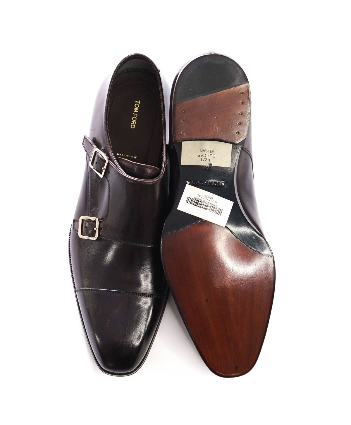 $2,450 TOM FORD - Brown Leather Monk Straps - US 11 (10.5 TF)