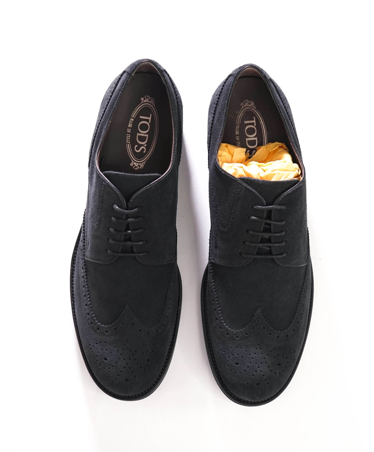 $925 TOD'S - Navy Blue Suede Wingtip Derby - US 12 (11UK)