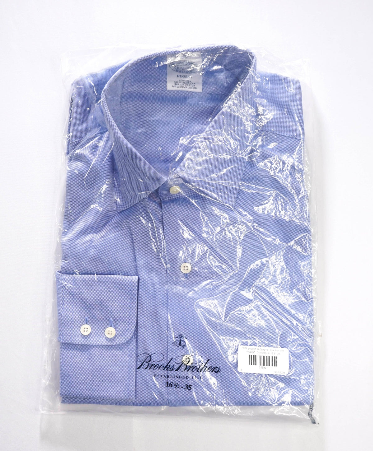 $128 BROOKS BROTHERS - Blue Non-Iron "REGENT" Oxford Shirt - 16.5 - 35