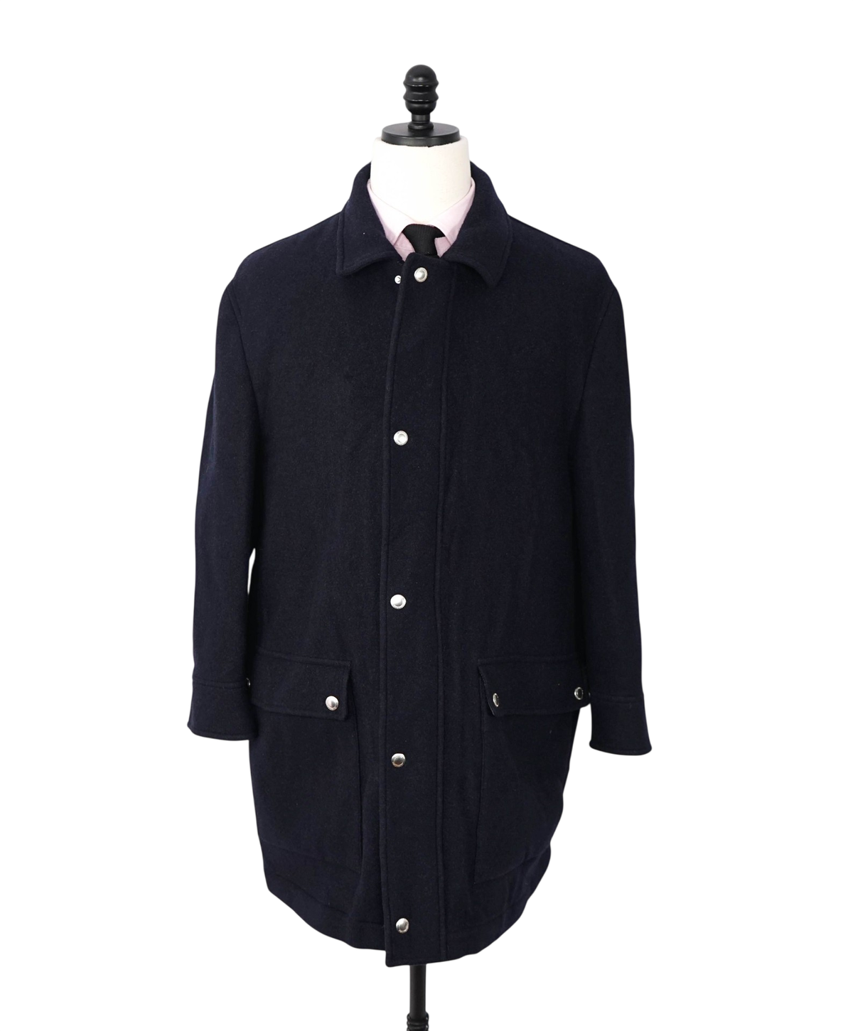 $7,995 BRUNELLO CUCINELLI - Navy Blue Wool Overcoat - 3XL