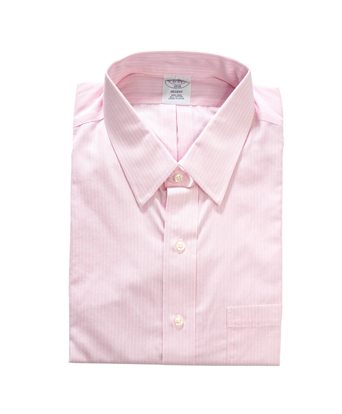 $128 BROOKS BROTHERS - Pink Stripe Non-Iron "REGENT" Shirt - 17 - 32/33
