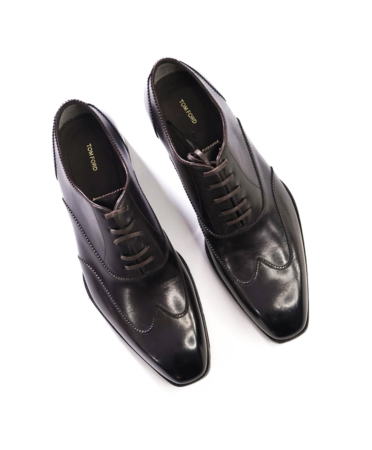 $2,323 TOM FORD - Brown Leather Wingtip Oxfords - US 11 (10.5 TF)
