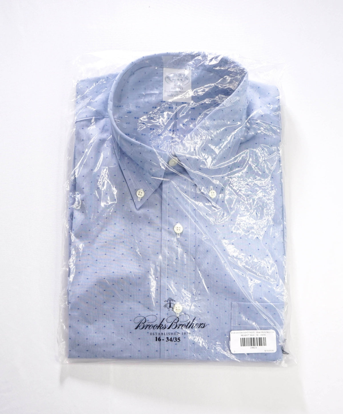 $128 BROOKS BROTHERS - Blue Micro Non-Iron "REGENT" Shirt - 16 - 34/35