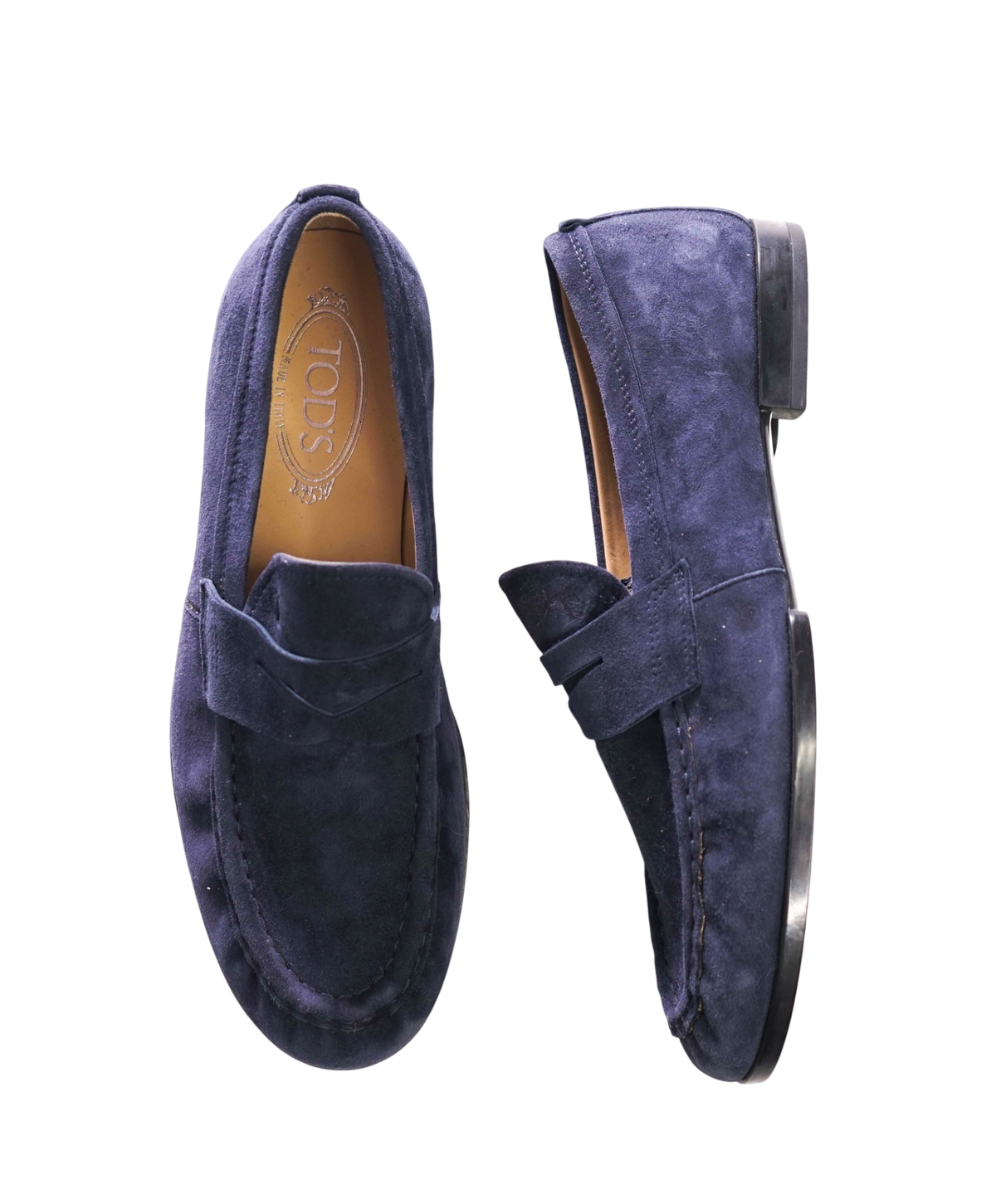 $825 TOD'S - Navy Blue Suede Penny YSL Loafers - US 7.5 (6.5UK)