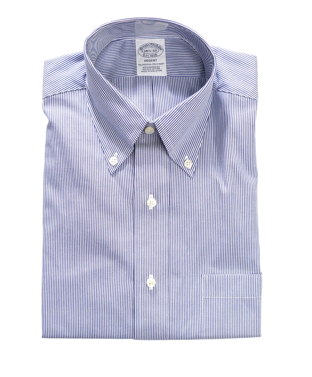 $128 BROOKS BROTHERS - Blue Stripe Non-Iron "REGENT" Shirt - 14.5 - 33