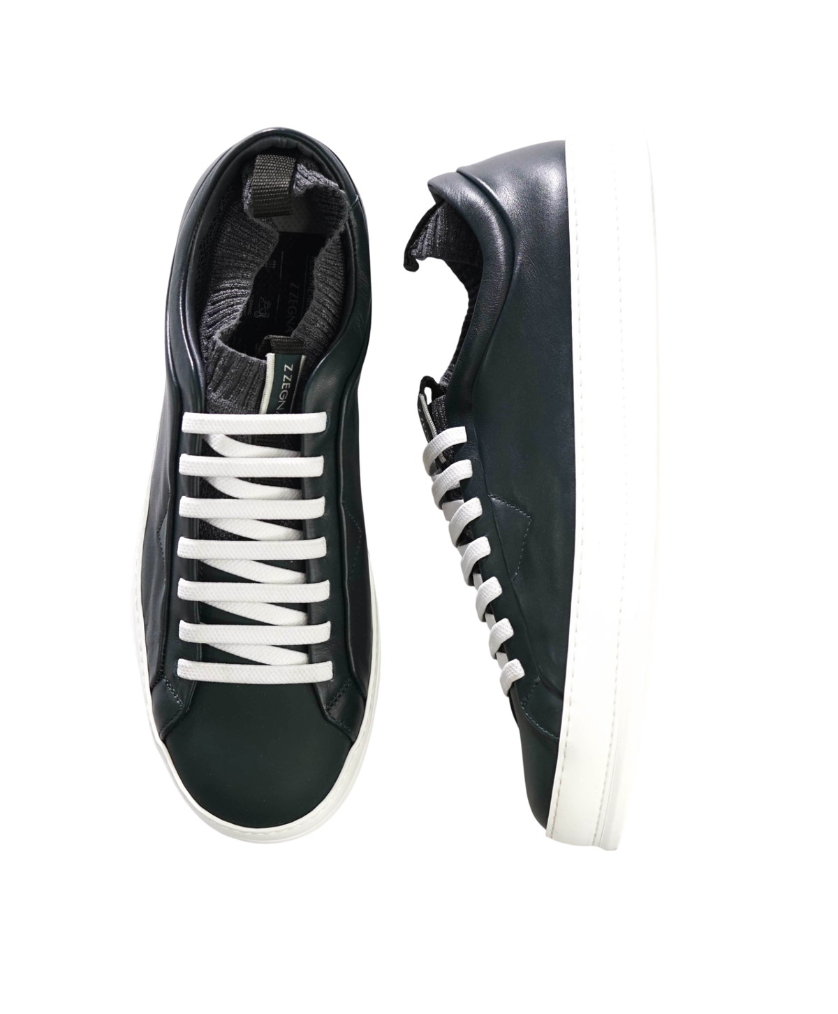 Z ZEGNA - Green Leather Techmerino Sneakers - US 10 (9UK)