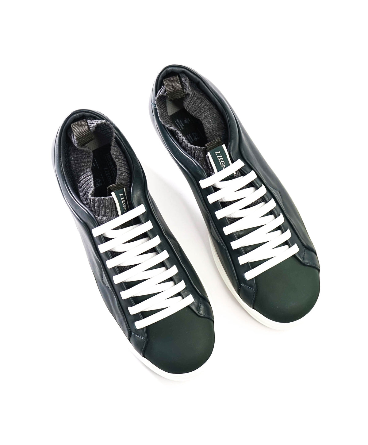 Z ZEGNA - Green Leather Techmerino Sneakers - US 10 (9UK)