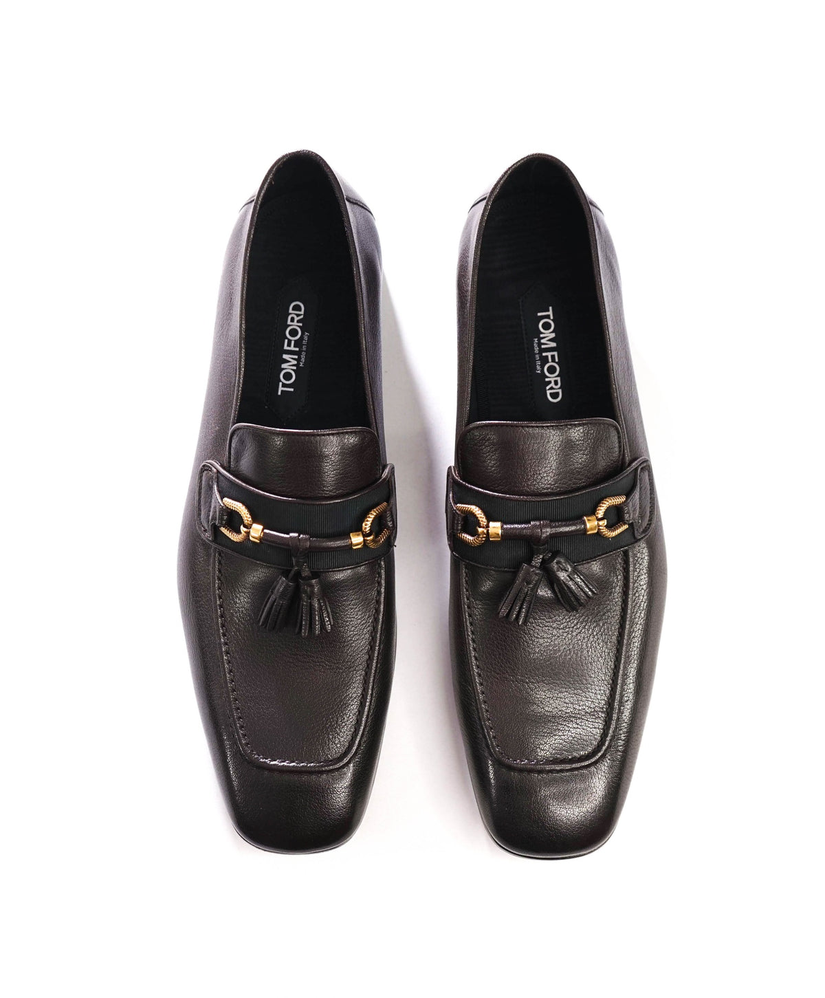 $2,040 TOM FORD - Brown Leather Tassel Loafers - US 12 (11.5 TF)