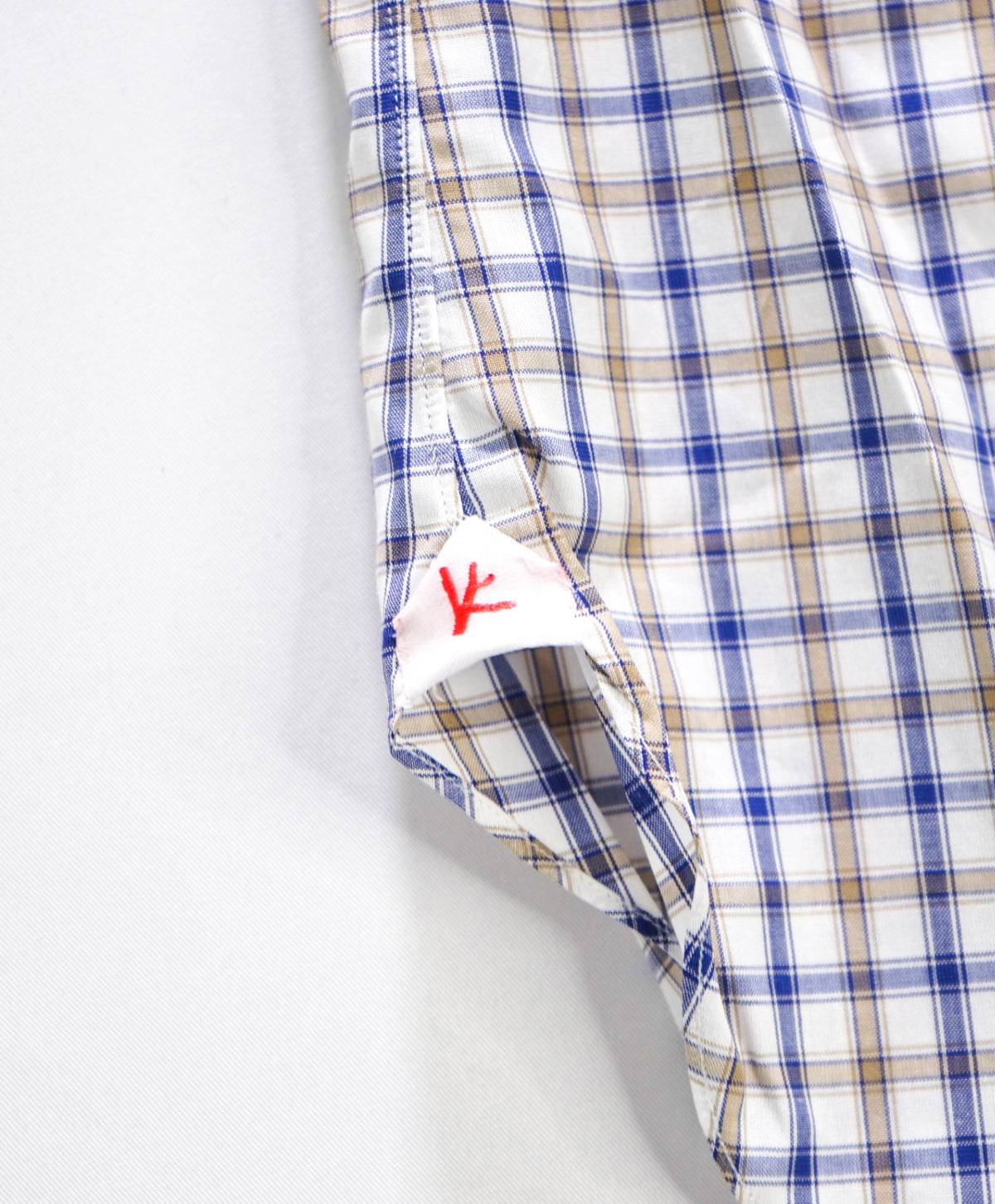 $730 ISAIA - Blue/Brown Plaid Cotton Shirt - 16.5