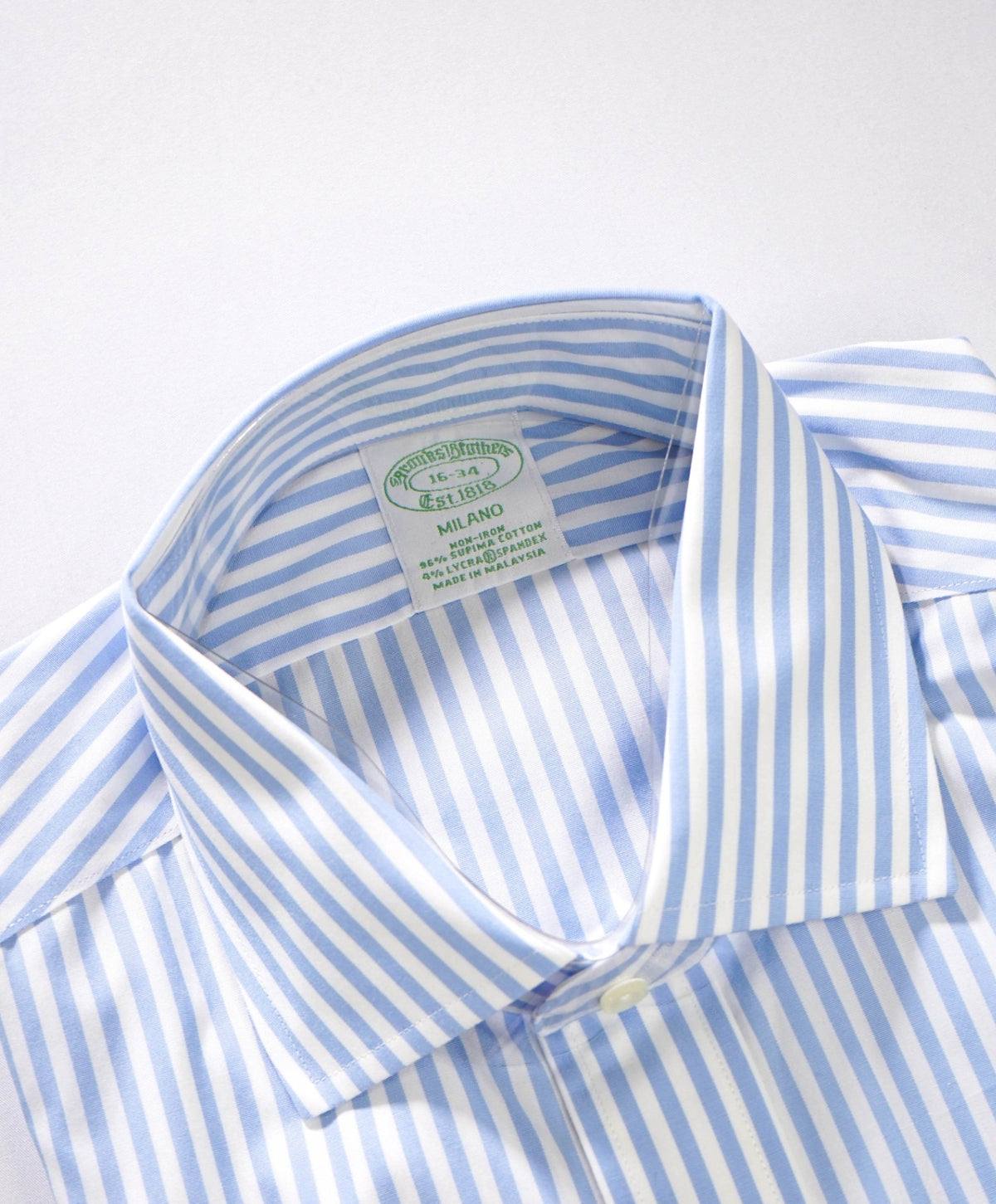 $128 BROOKS BROTHERS - Blue Stripe Non-Iron "MILANO" Shirt - 16 - 34